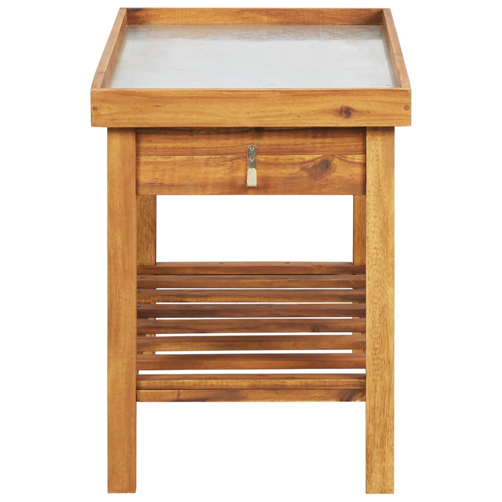 vidaXL Garden Work Bench with Zinc Top Solid Acacia Wood-4