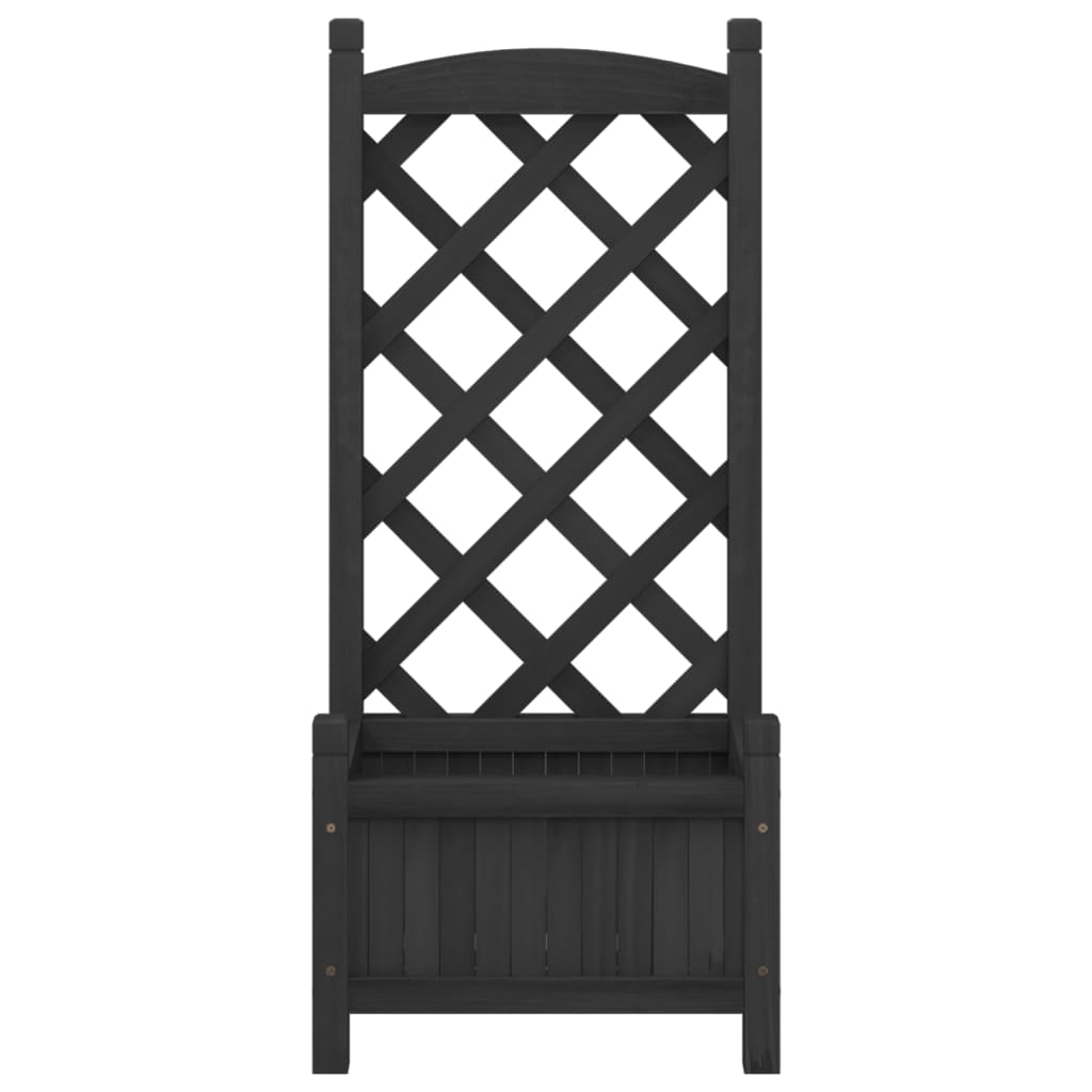 vidaXL Planter with Trellis Black Solid Wood Fir-3