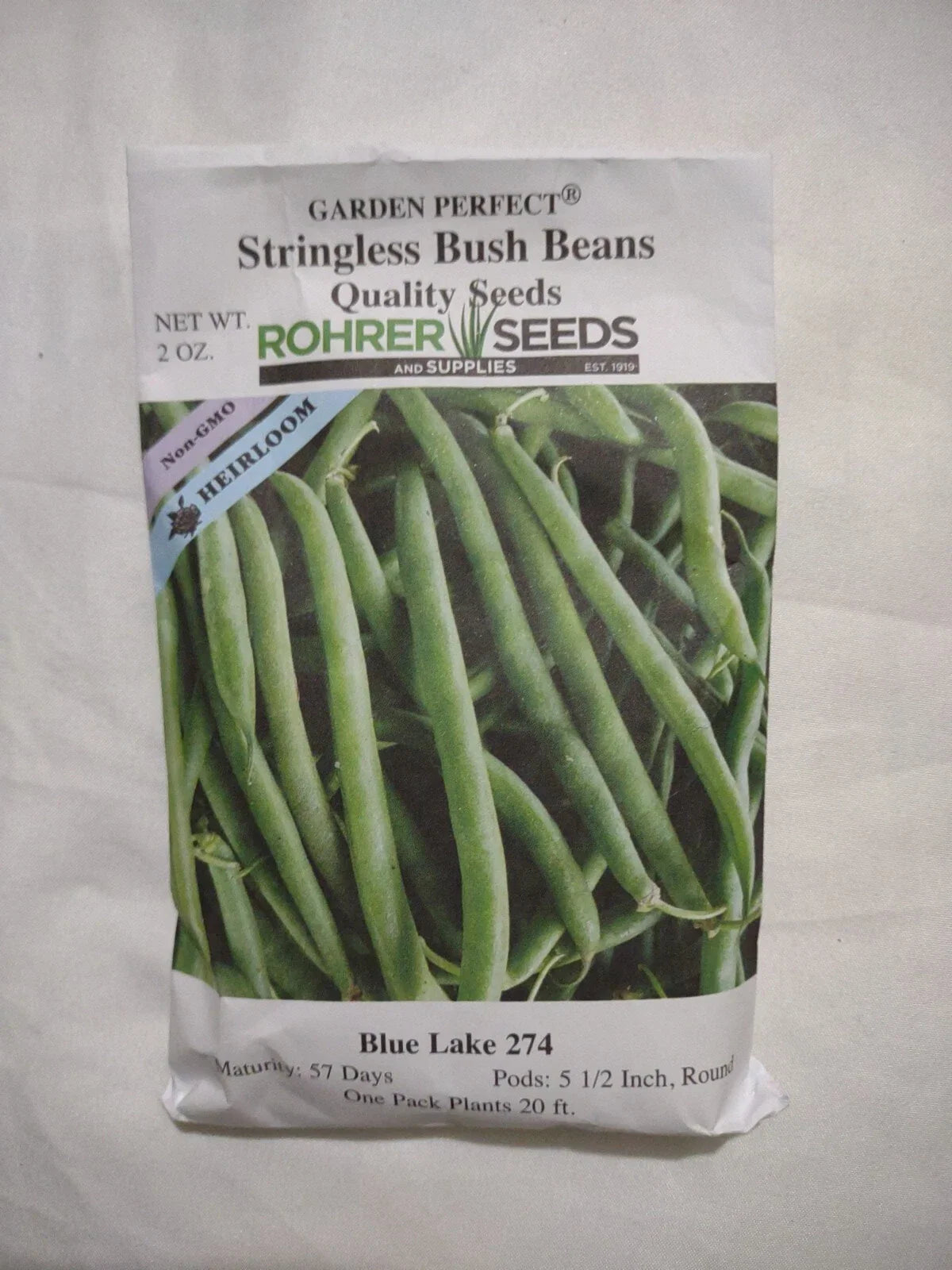Stringless Bush Beans 2oz Blue Lake 274 Non-GMO Seeds, Maturity 57 Days