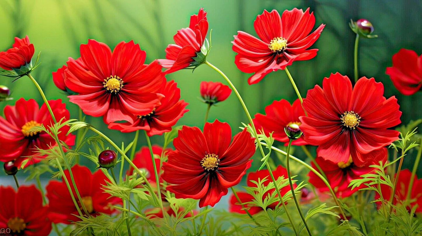 Cosmos Seeds - 50 Count - Bright Red, Tall Fern-Like Leaves, Easy to Grow - Cosmos bipinnatus
