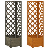 vidaXL Planter Flower Box Trellis Raised Bed Outdoor Planter Solid Firwood-1
