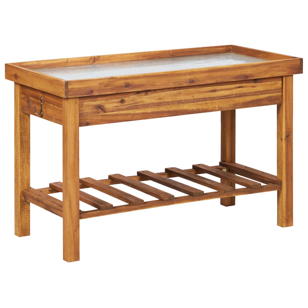 vidaXL Garden Work Bench with Zinc Top Solid Acacia Wood-1