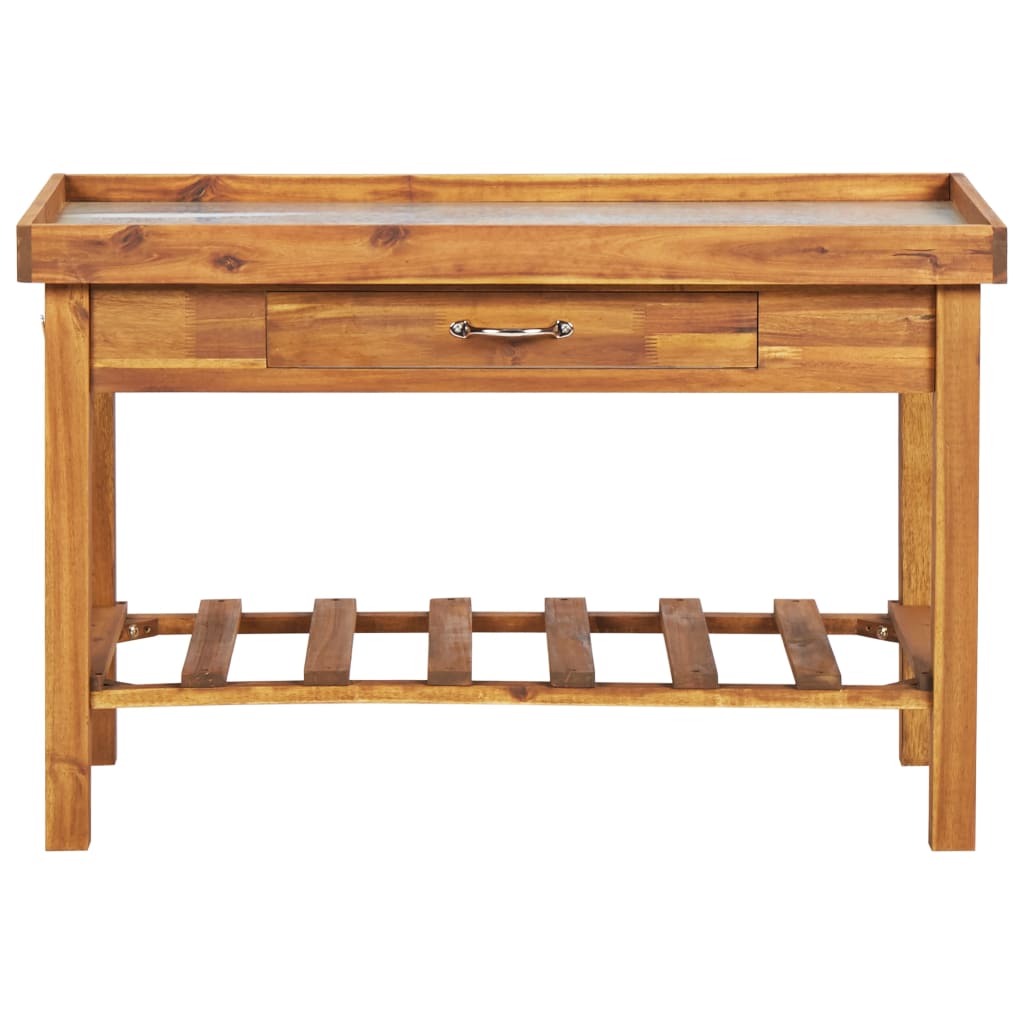vidaXL Garden Work Bench with Zinc Top Solid Acacia Wood-3