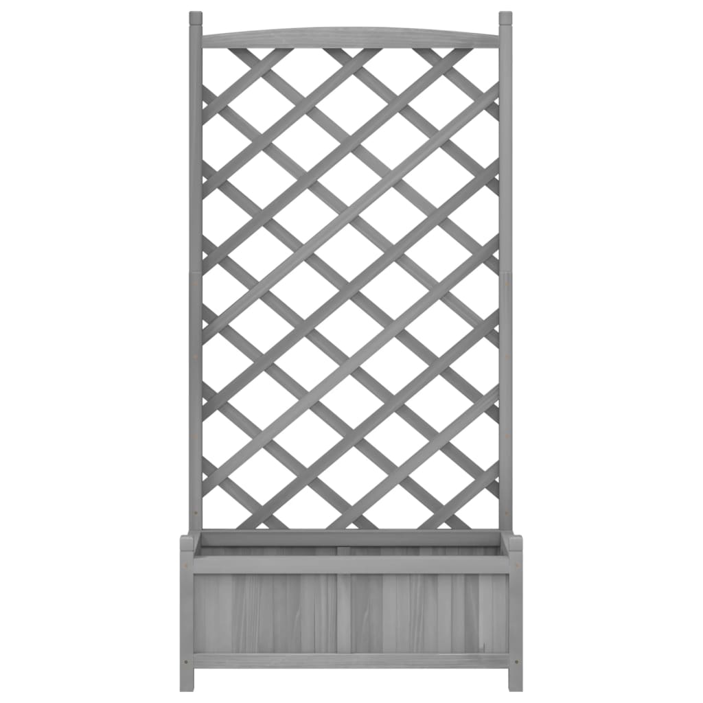 vidaXL Planter with Trellis Gray Solid Wood Fir-4