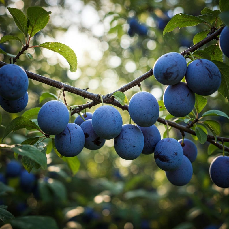 European Purple Plum Live Plant - 6-8 Inch Rooted Cuttings - Sweet Fruit - Prunus domestica - Self Pollinating, Hardy Zones 5-8