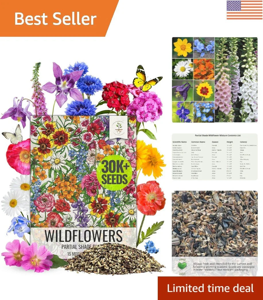 Wildflower Seed Mix 2 Oz | 14+ Shade Tolerant Varieties | Native Flower Seeds for Pollinator Garden