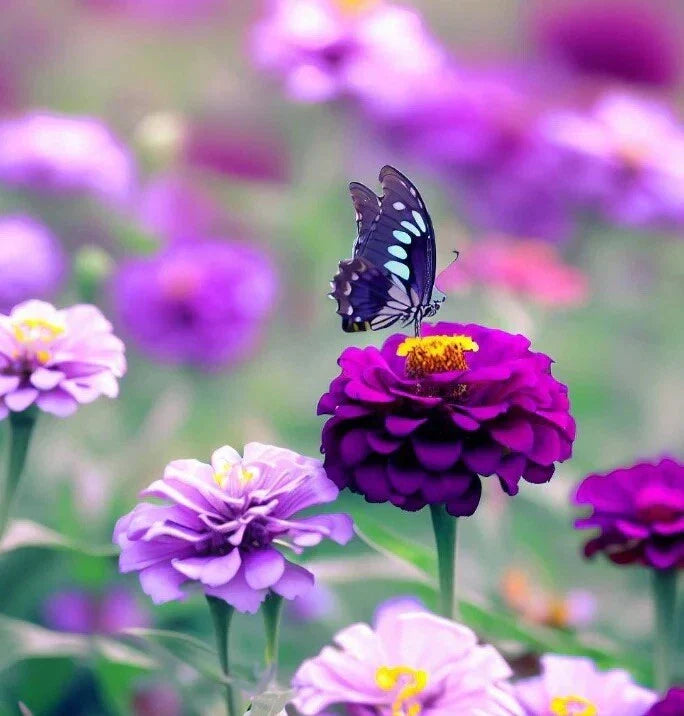 Zinnia Seeds - 50 Count - Purple Prince - Non-GMO Flower Seeds - Attracts Butterflies - Great for Gardens
