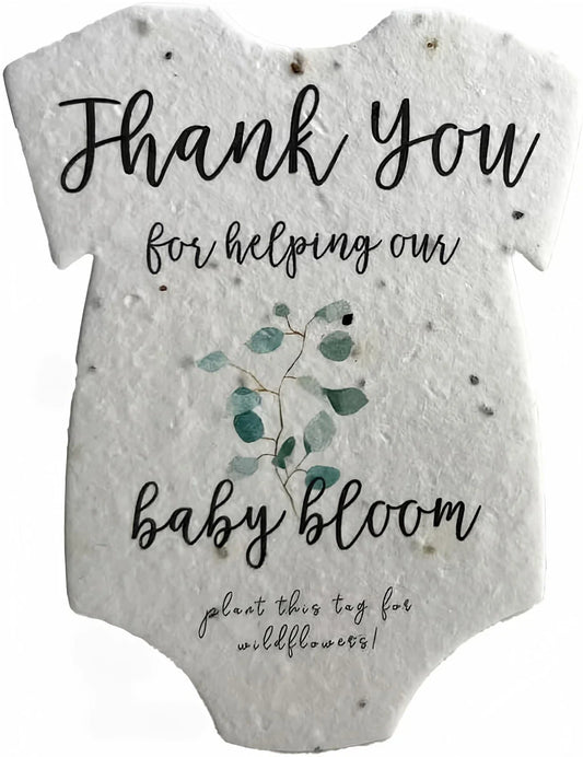 Wildflower Seed Paper Set of 12 Eco-Friendly Plantable Baby Bodysuits - Cotton, Nature-Inspired, Sustainable Gifts