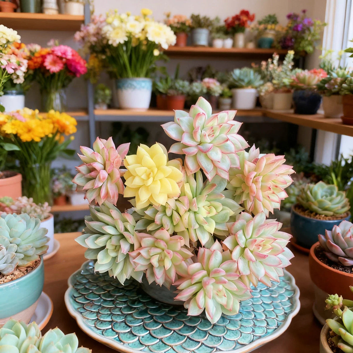 Echeveria Mebina Variegata Succulent Plant - Rare Variegated Hybrid, Easy Care, Bare Root, Echeveria spp.