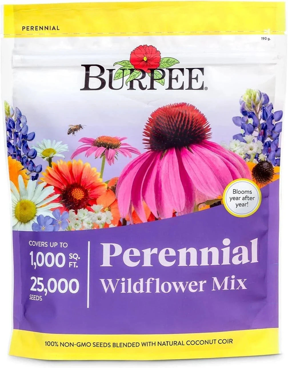 Wildflower Seed Mix 25000 Bulk Bag | 18 Varieties of Non-GMO Flower Seeds | Burpee Wildflower Mix