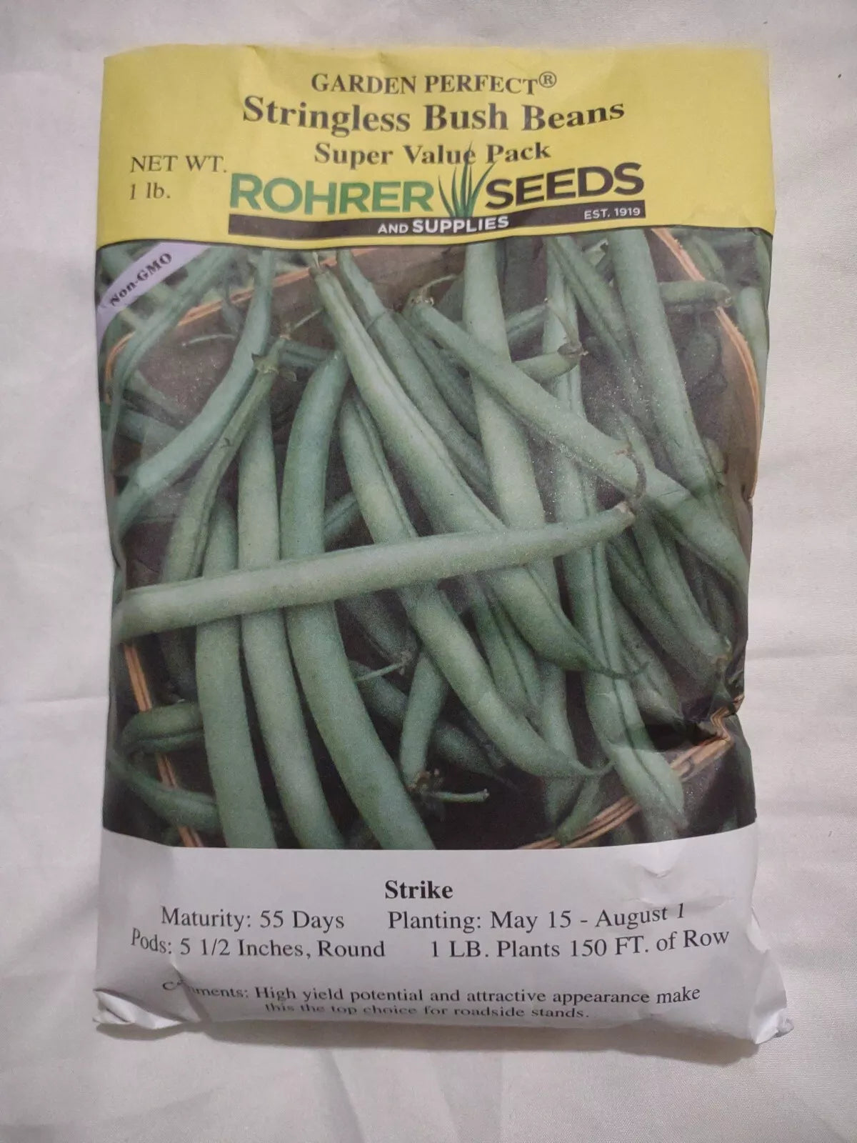 Stringless Bush Beans 1lb Strike Variety - Phaseolus vulgaris - 55 Days Maturity