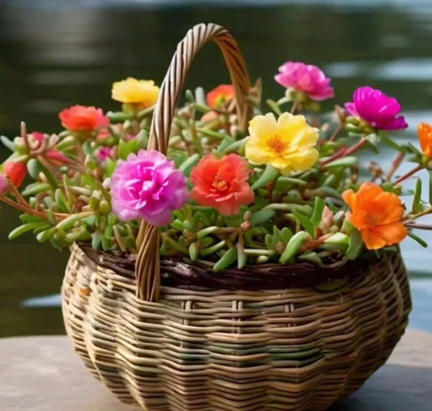 2000+ Seeds Moss Rose Double Mix Color - Portulaca grandiflora - Vibrant Garden Flower Seeds for Planting