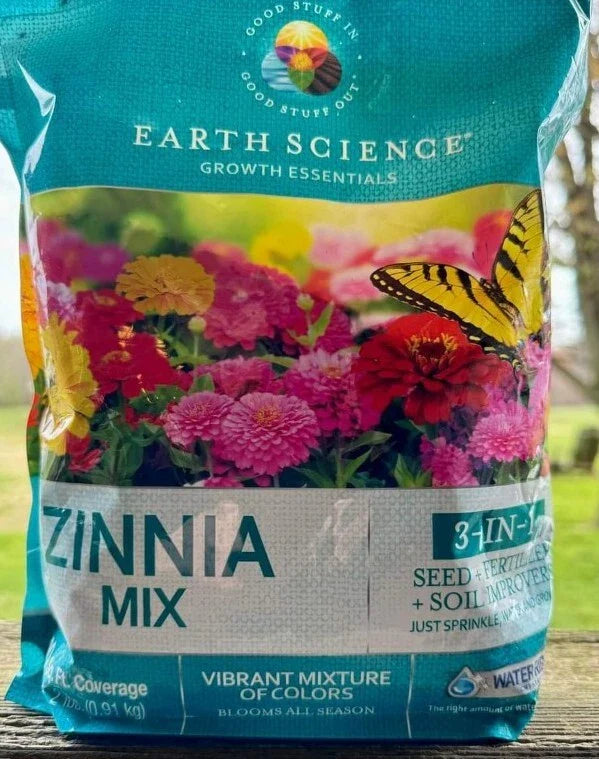 Zinnia Seeds Mix - 2 Pounds - 3-in-1 Fertilizer + Soil Improvers - Zinnia elegans