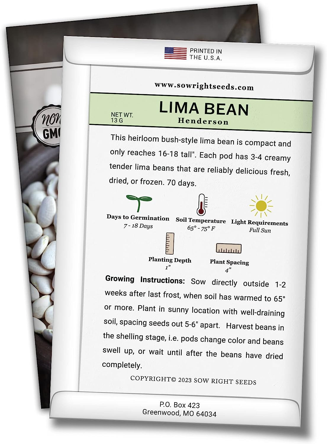 - Bush Henderson Lima Bean Seeds for Planting - Non-Gmo Heirloom Packet, Instructions to Plant an Outdoor Home Vegetable Garden - White Lima Variety - Great for Canning or Freezing (1)