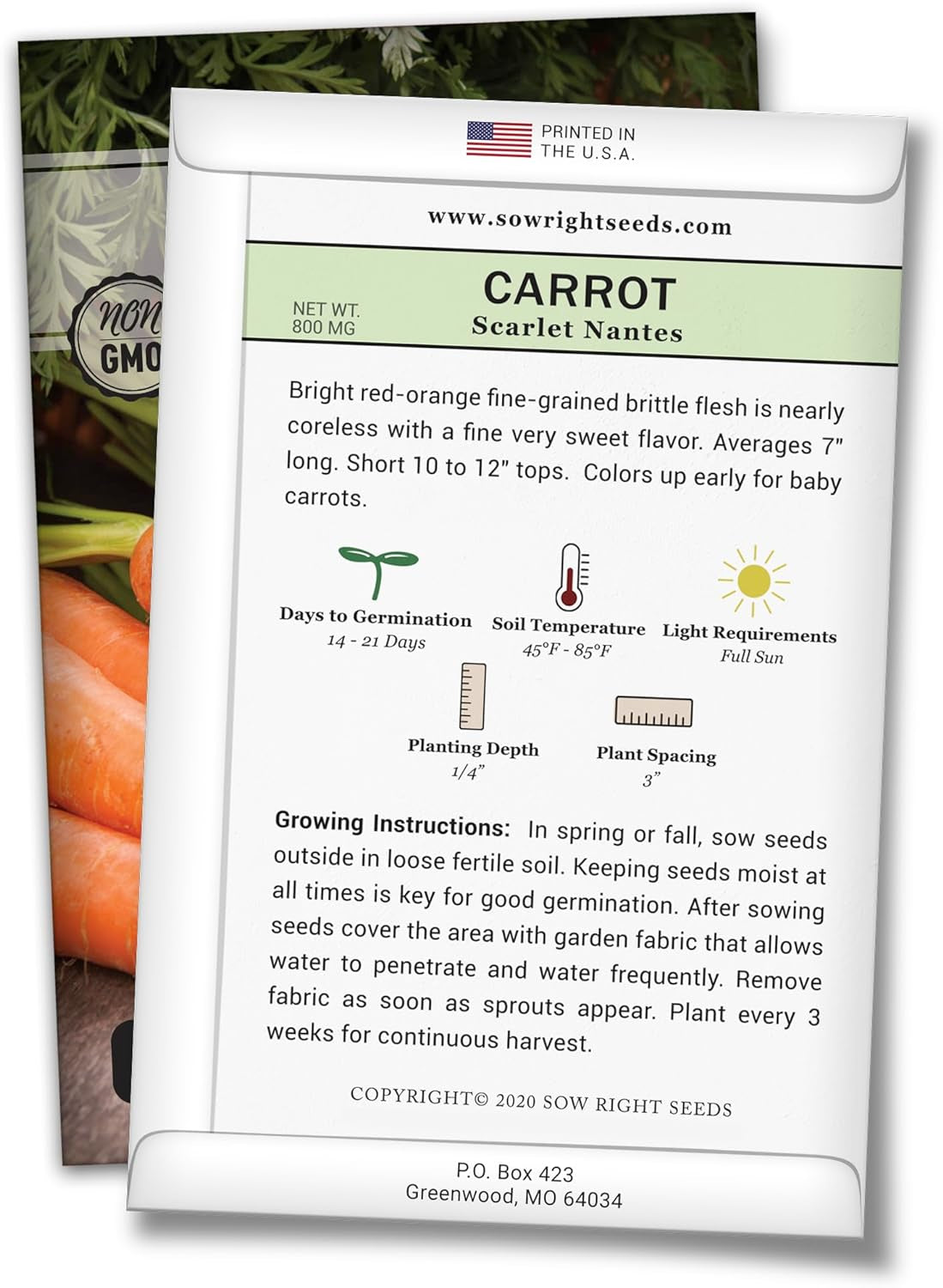 - Scarlet Nantes Carrot Seed for Planting - Non-Gmo Heirloom Packet with Instructions to Plant a Home Vegetable Garden - Indoors or Outdoor - Sweet and Vibrant Variety (1)