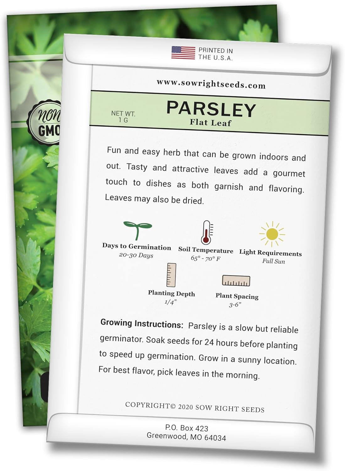 - Flat Leaf Parsley Seed for Planting - Non-Gmo Heirloom - Instructions to Plant and Grow a Kitchen Herb Garden, Indoor or Outdoor; Great Gardening Gift (1)