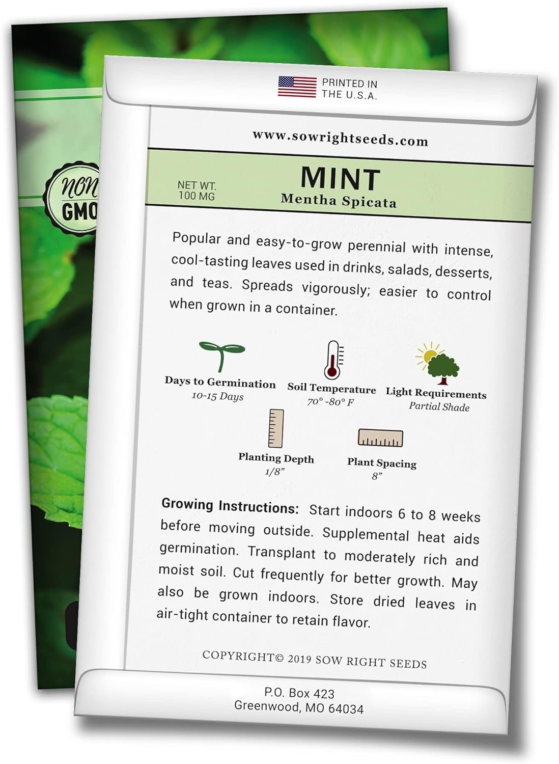 - Mint Seed for Planting - Non-Gmo Heirloom Packet with Instructions to Plant an Herbal Tea Garden - Indoors or Outdoor - Perennial and Fragrant - Hydroponics and Kitchen Gardening (3)