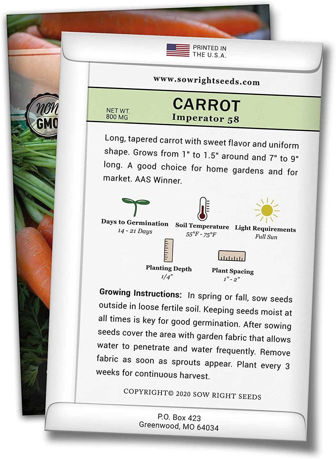 - Imperator 58 Carrot Seed for Planting - Non-Gmo Heirloom Packet with Instructions to Plant a Home Vegetable Garden - Indoors or Outdoors - Long Variety, Super Sweet (1)