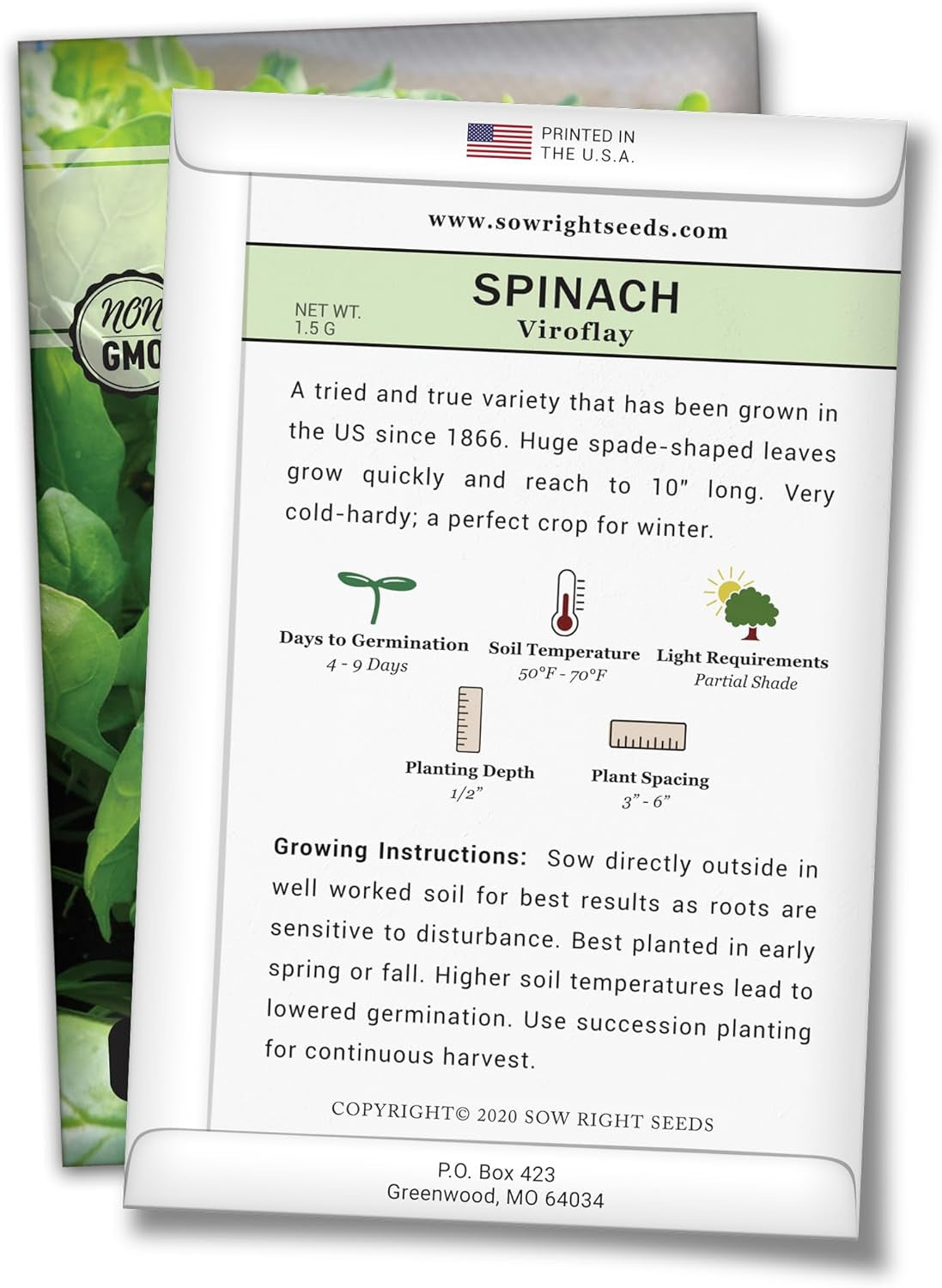 - Viroflay Spinach Seed for Planting - Non-Gmo Heirloom Packet with Instructions to Plant a Vegetable Garden - Grow Leafy Green Nutritious Superfood - Hydroponic Growing Friendly (1)