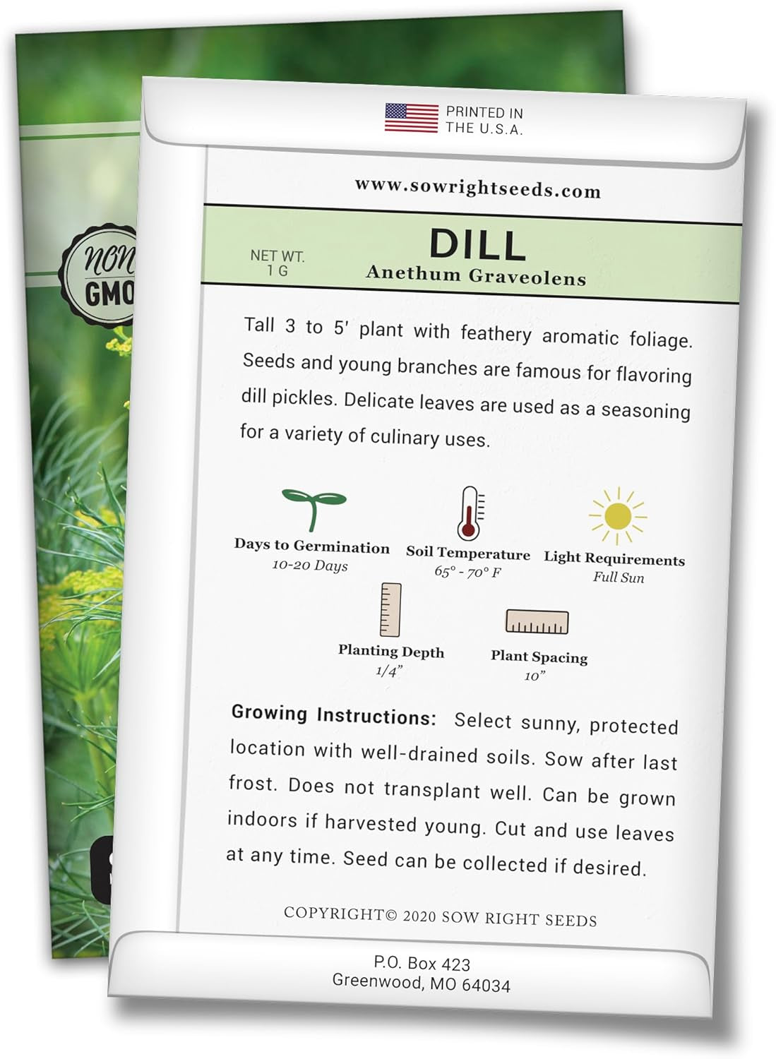 - Dill Seed for Planting - Non-Gmo Heirloom Packet with Instructions to Plant and Grow Kitchen Herb Garden - Indoors or Outdoors - Homemade Dill Pickles - Wonderful Companion Plant (4)