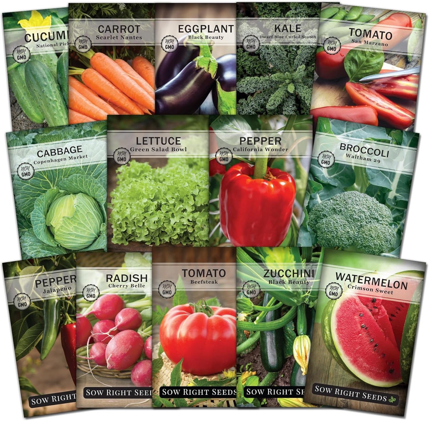 - Classic Vegetable Garden Seed Collection for Planting - Non-Gmo Heirloom Broccoli, Cabbage, Carrot, Cucumber, Eggplant, Kale, Lettuce, Tomato, Peppers, Zucchini, and More