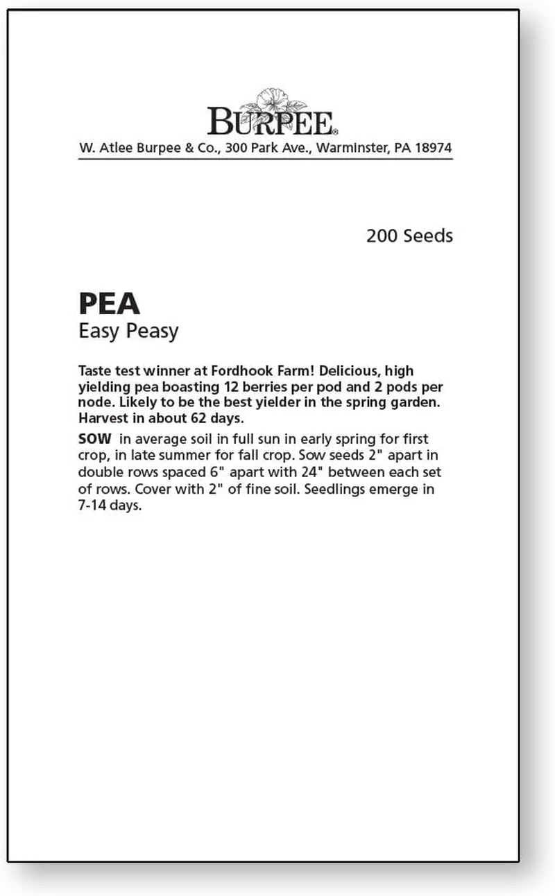 Easy Peasy Pea Seeds 200 Seeds
