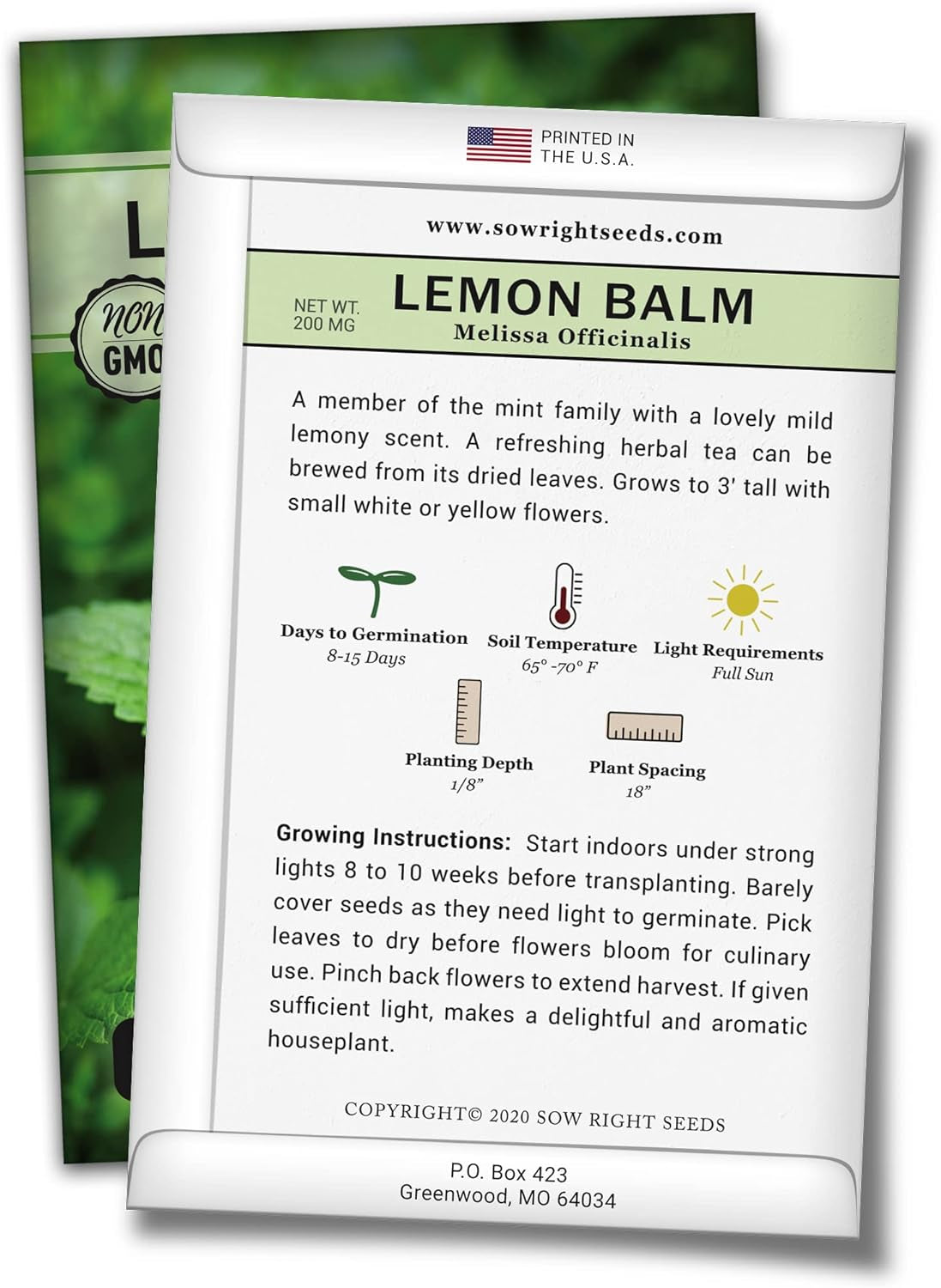 - Herbal Tea Collection - Lemon Balm, Chamomile, Peppermint, Lavender, Echinacea Herb Seed for Planting; Non-Gmo Heirloom Seed, Instructions to Plant Indoor or Outdoor; Gardening Gift
