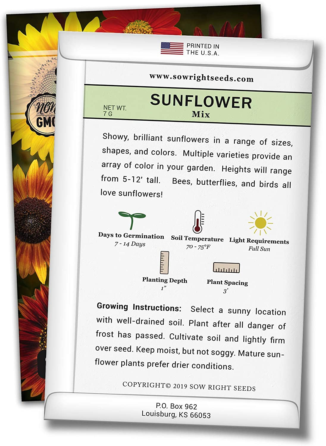 - Mixed Sunflower Seeds for Planting - Non-Gmo Heirloom Packet with Instructions - Great Wedding or Party Favor - Grow Giant Sunflowers in an Assortment of Bright, Unique Colors(1)