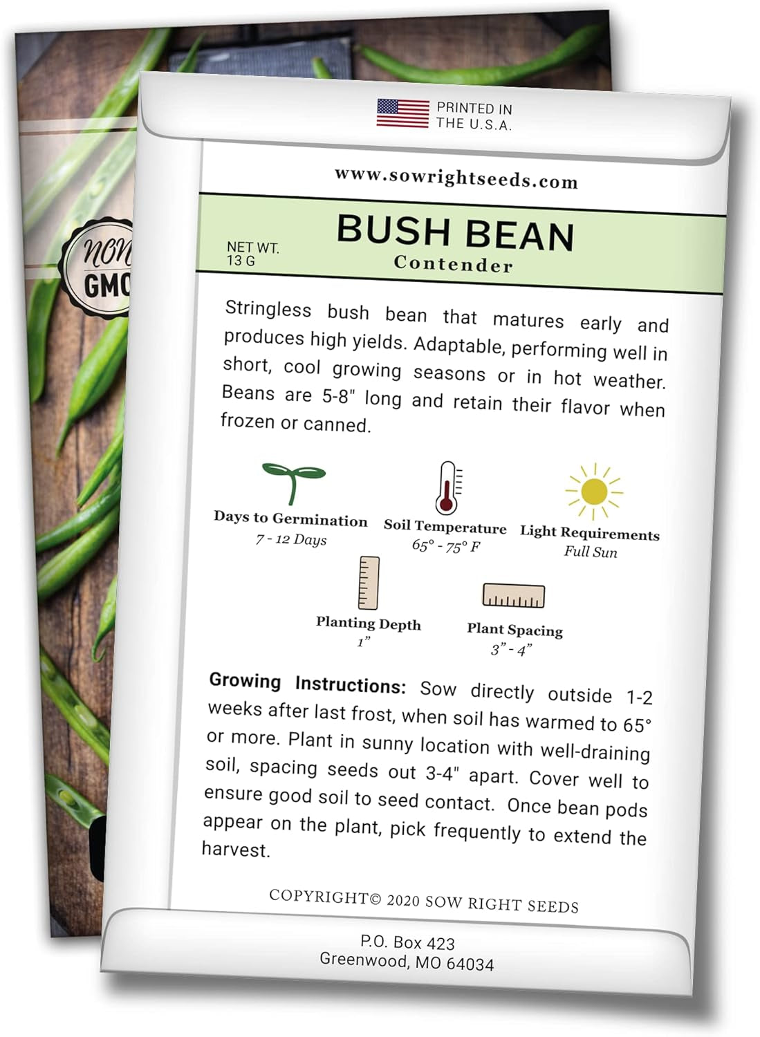 - Contender Bush Bean Seeds for Planting - Non-Gmo Heirloom Packet with Instructions to Plant a Home Vegetable Garden - Stringless Variety - Abundant Harvest, Great for Kids (1)